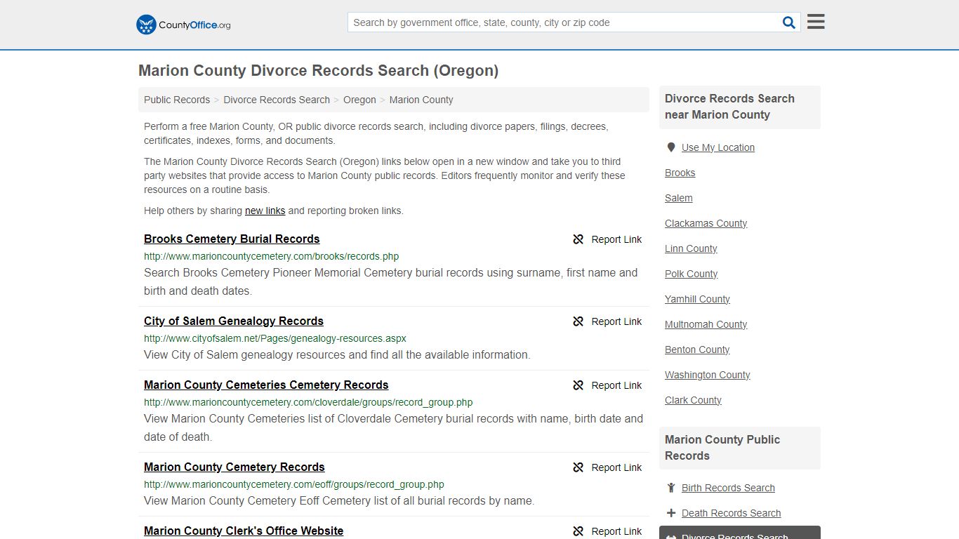 Marion County Divorce Records Search (Oregon) - County Office