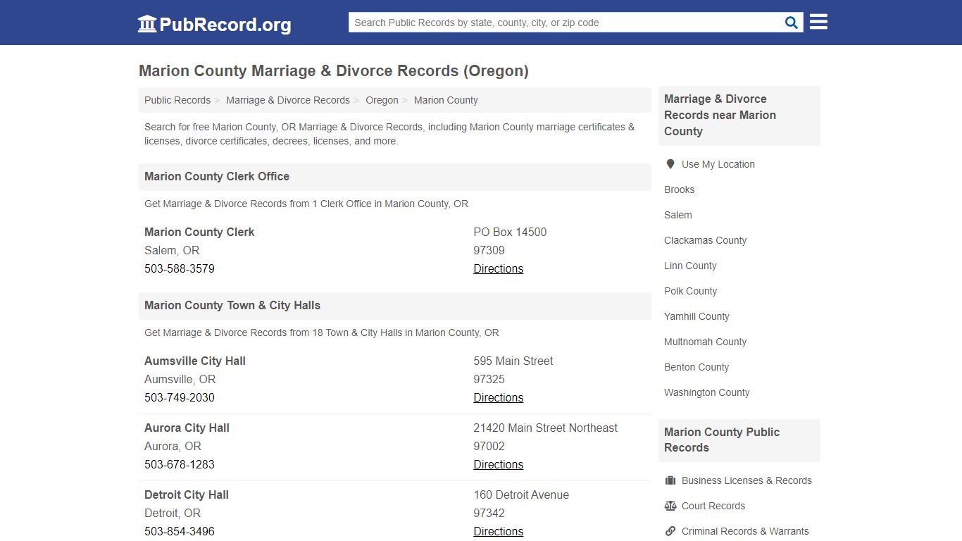 Marion County Marriage & Divorce Records (Oregon)